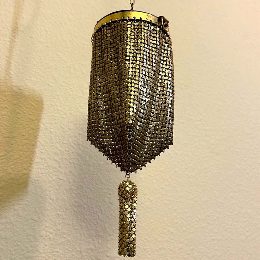 Antique Victorian Art Nouveau Silver Floral Tassel Mesh Purse.